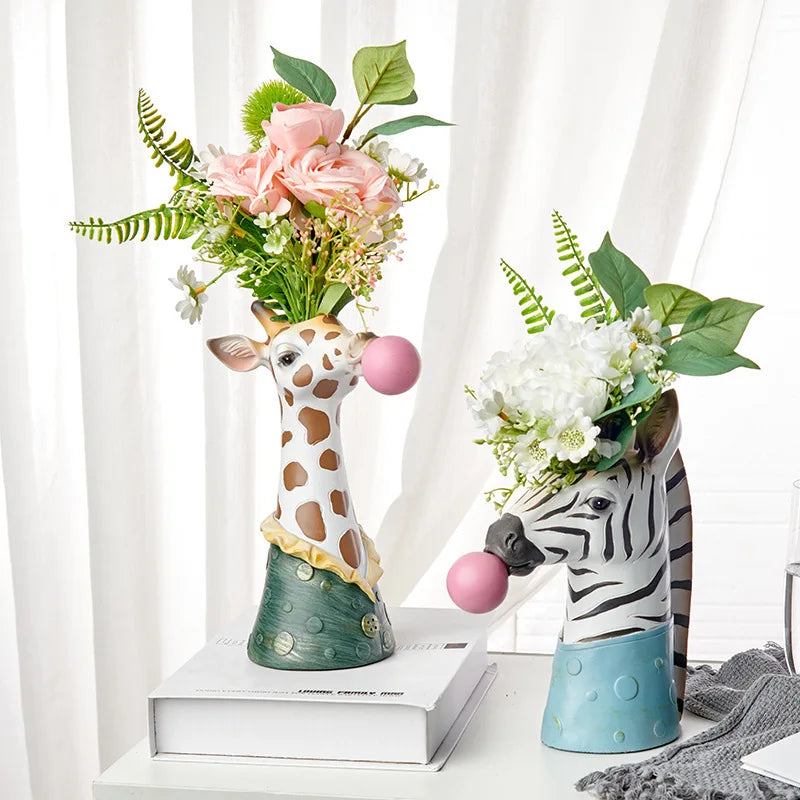 Vaso Decorativo Artistico Zebra e Giraffa