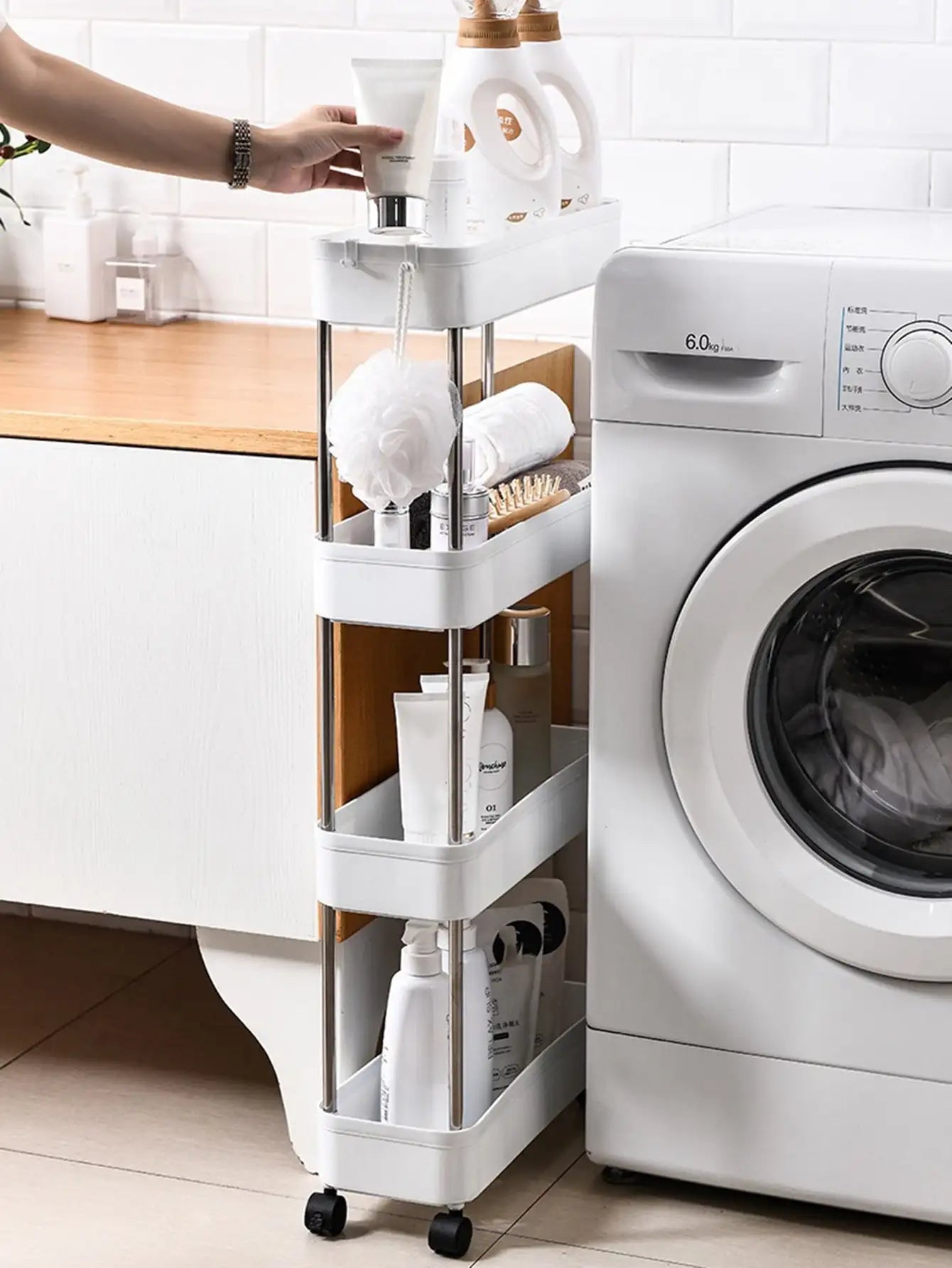 Carrello Mobile 3/4 Ripiani – Scaffale Organizzatore Scorrevole per Cucina, Bagno e Soggiorno