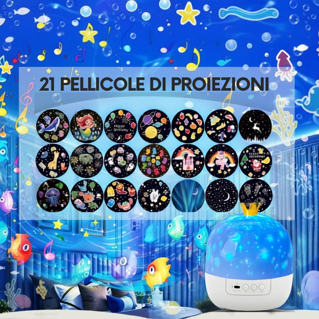 Lampada Proiettore Stellare 360° – 21 Pellicole per bambini