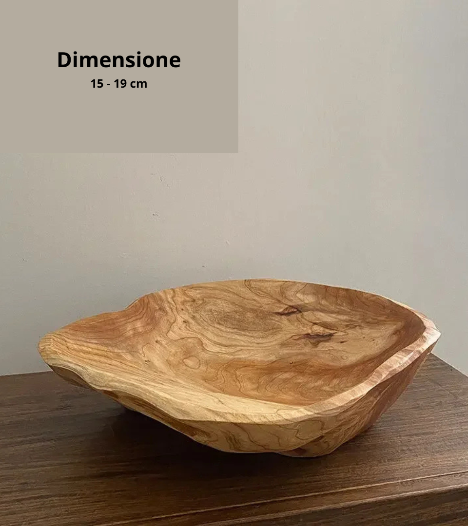 Piatto Portafrutta in Legno Massello – Vassoio Ovale Grande Capacità Stile Retro per Tavolo e Soggiorno