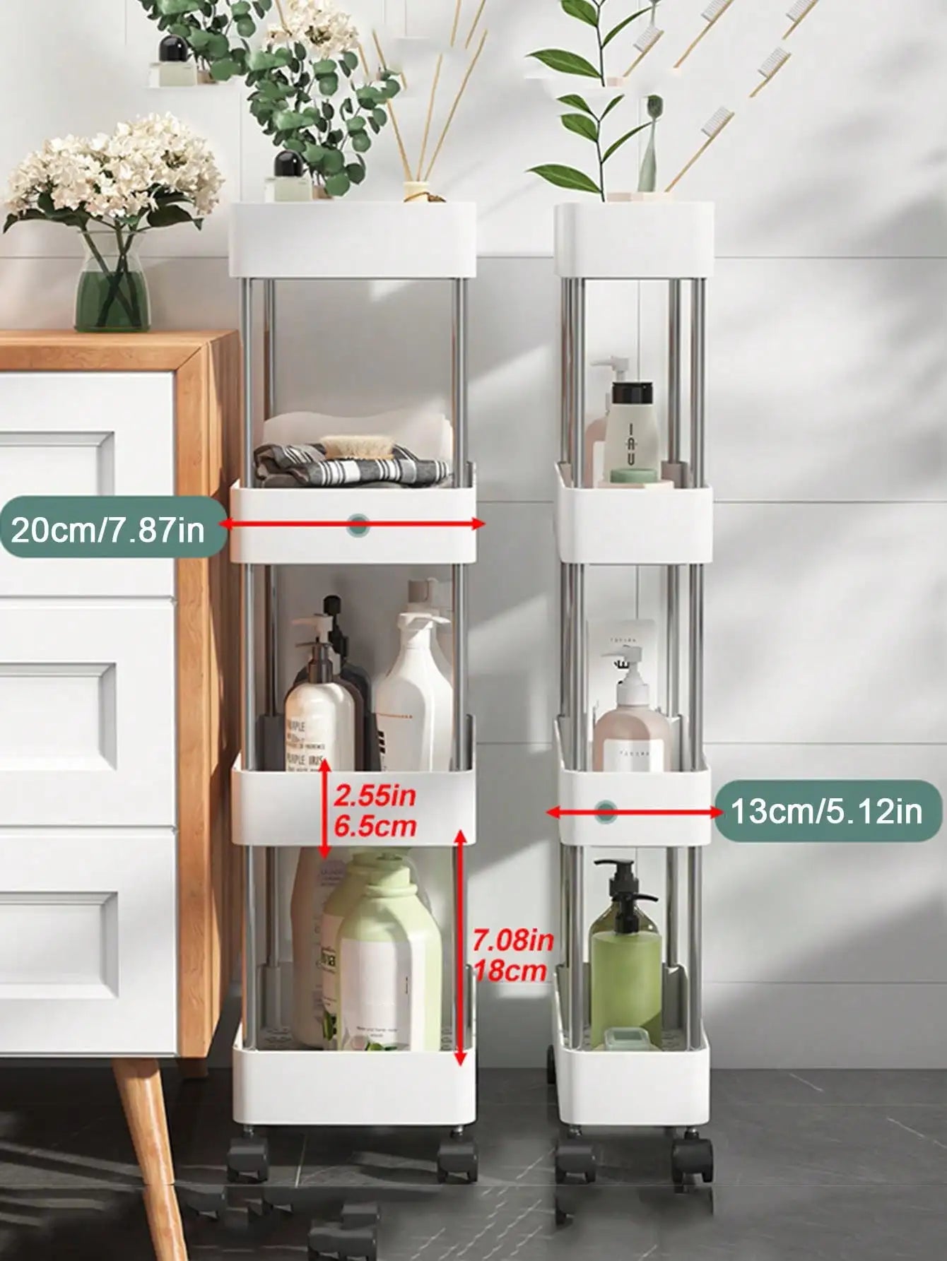 Carrello Mobile 3/4 Ripiani – Scaffale Organizzatore Scorrevole per Cucina, Bagno e Soggiorno