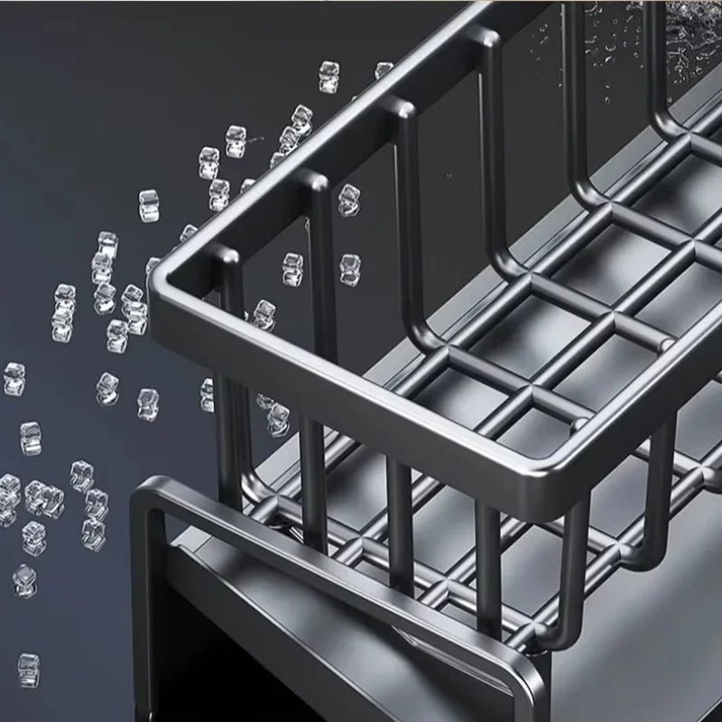 Mensola Lavello Salvaspazio con Porta Utensili e Scolapiatti – Organizer Compatto per Cucina, Rubinetto e Spezie