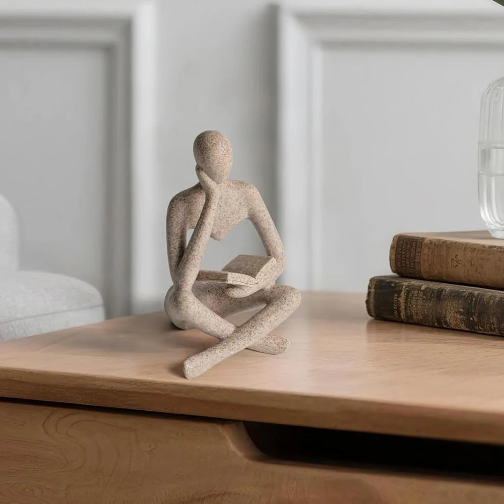 Scultura Pensatore Astratto in Resina – Decorazione Moderna per Libreria e Cas