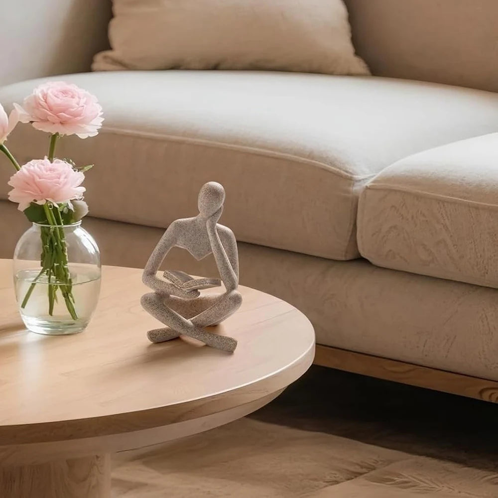 Scultura Pensatore Astratto in Resina – Decorazione Moderna per Libreria e Cas