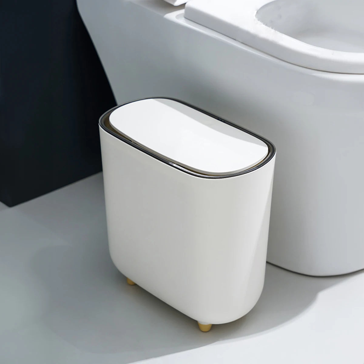 Pattumiera Slim Salvaspazio per Bagno con Coperchio a Pressione – Bidone per Rifiuti Stretta per Fessure, Ideale per Raccolta Differenziata