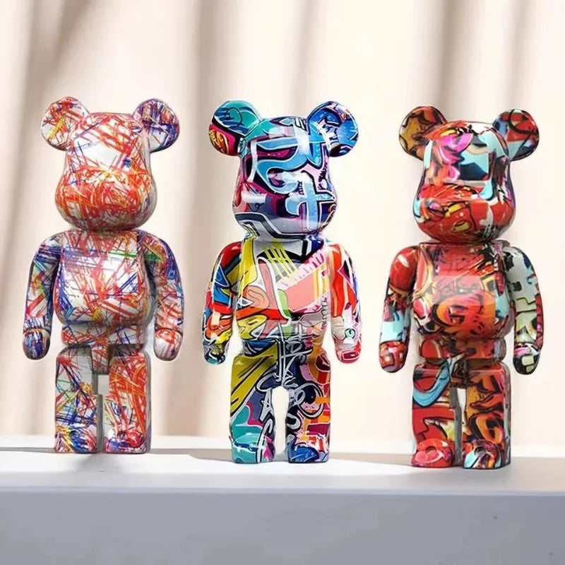 Portachiavi Orso Graffiti in Resina – Figurina Decorativa e Organizer Multiuso per Casa, Scrivania e Mensola | Design Moderno e Creativo