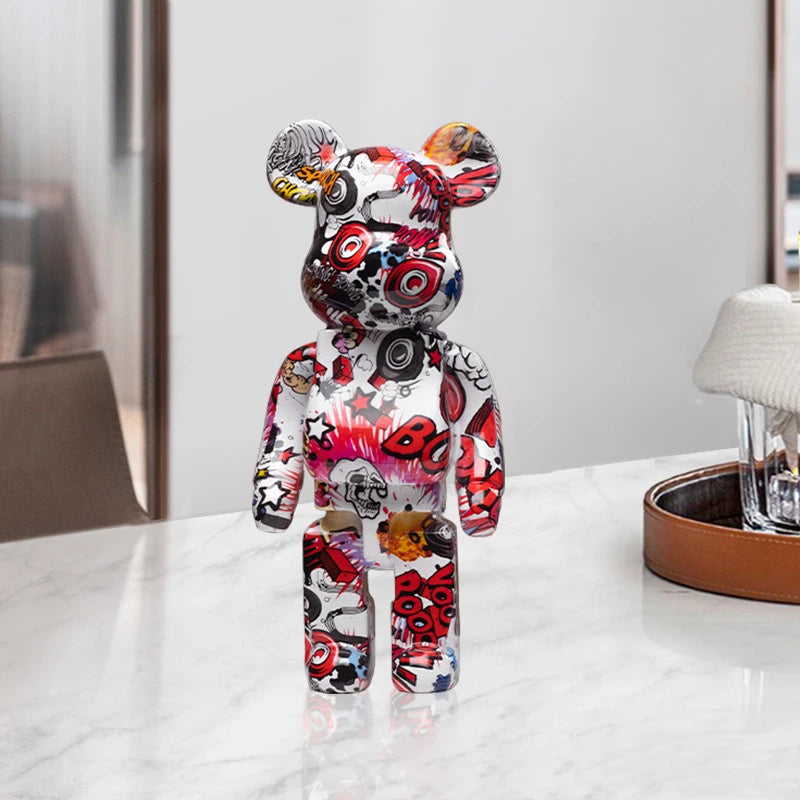 Portachiavi Orso Graffiti in Resina – Figurina Decorativa e Organizer Multiuso per Casa, Scrivania e Mensola | Design Moderno e Creativo