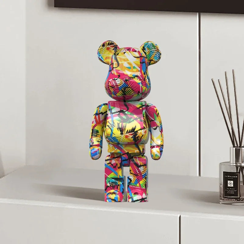 Portachiavi Orso Graffiti in Resina – Figurina Decorativa e Organizer Multiuso per Casa, Scrivania e Mensola | Design Moderno e Creativo
