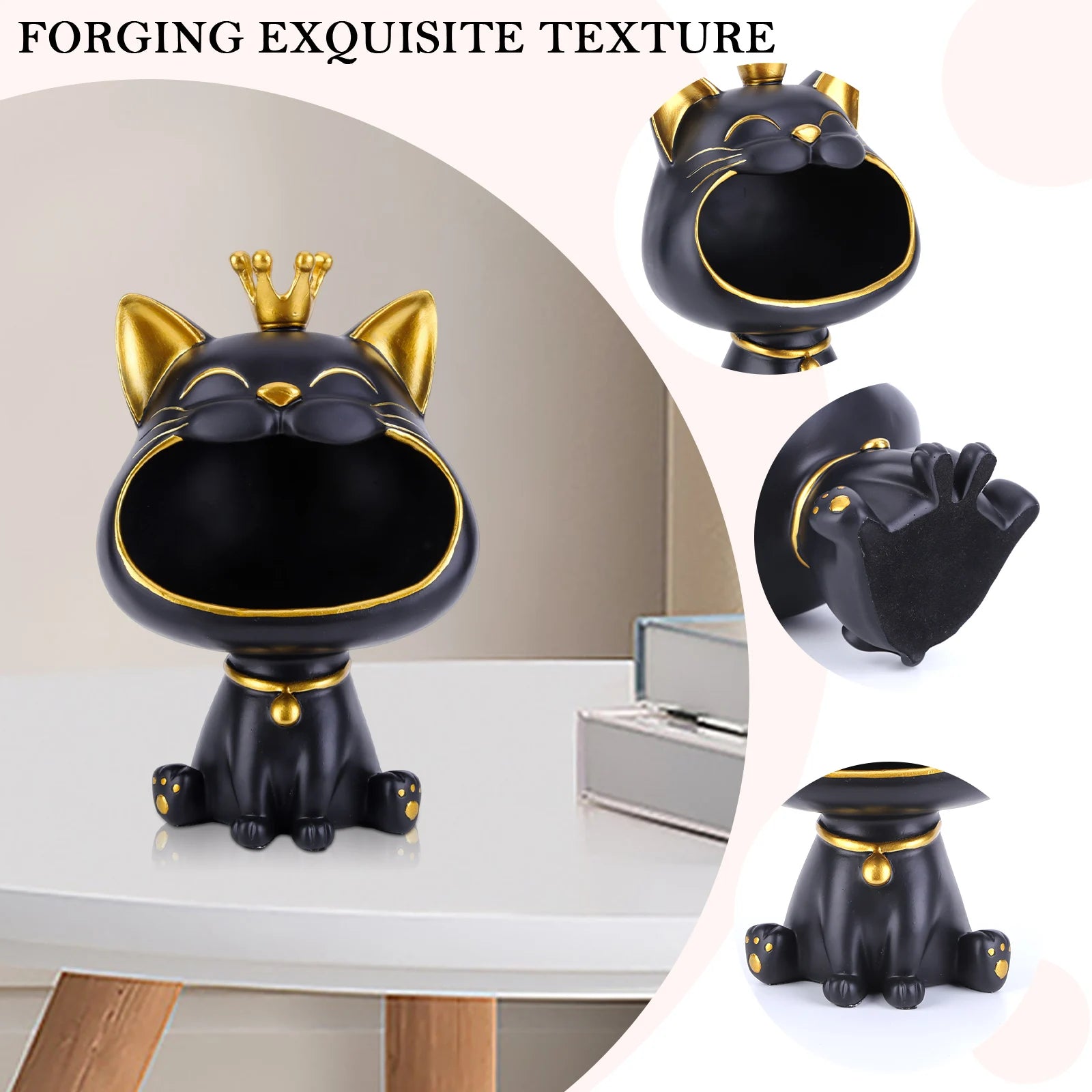 Vassoio Portachiavi Gatto della Fortuna – Ornamento Decorativo e Idea Regalo Elegante