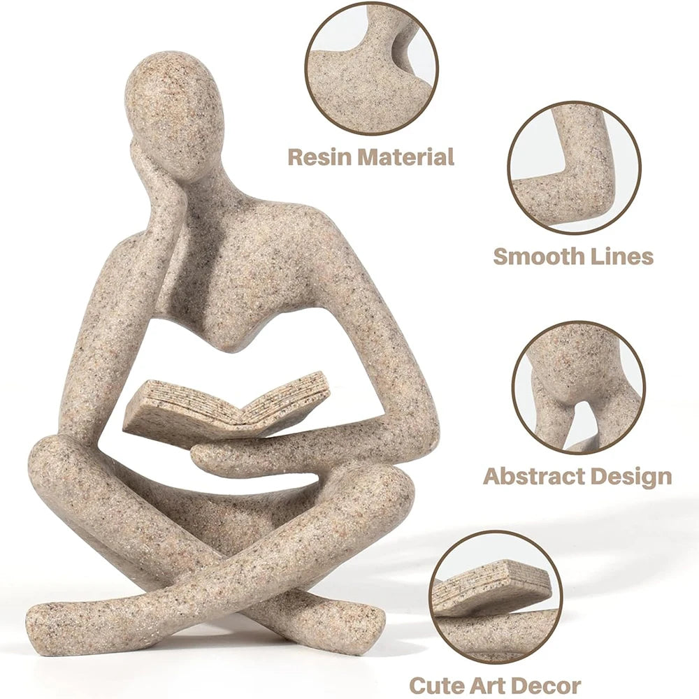 Scultura Pensatore Astratto in Resina – Decorazione Moderna per Libreria e Cas