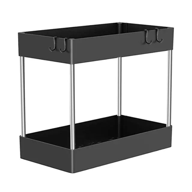 Organizer Sottolavello Estraibile con Cassetto Scorrevole e Ganci – Portaoggetti Salvaspazio per Cucina, Bagno e Armadi