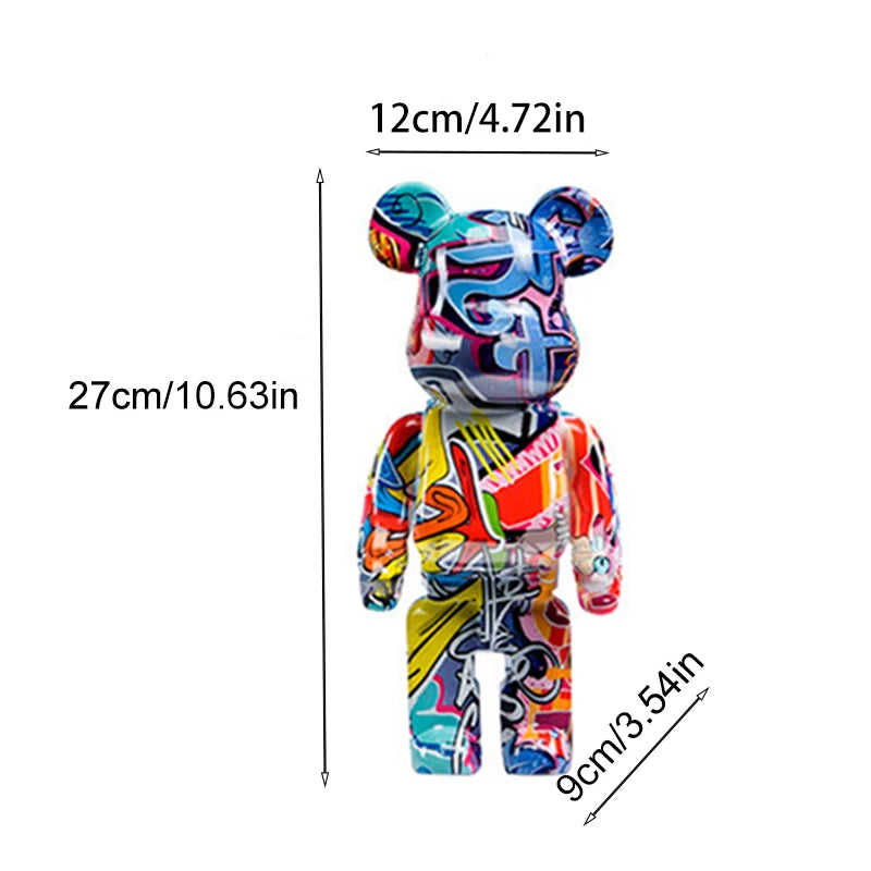 Portachiavi Orso Graffiti in Resina – Figurina Decorativa e Organizer Multiuso per Casa, Scrivania e Mensola | Design Moderno e Creativo