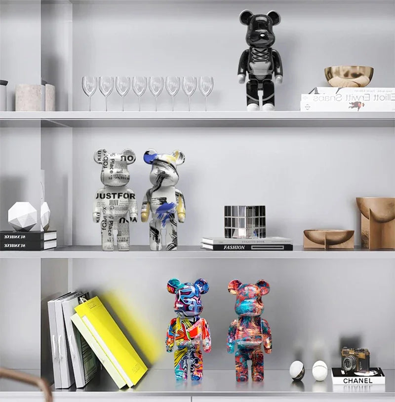 Portachiavi Orso Graffiti in Resina – Figurina Decorativa e Organizer Multiuso per Casa, Scrivania e Mensola | Design Moderno e Creativo