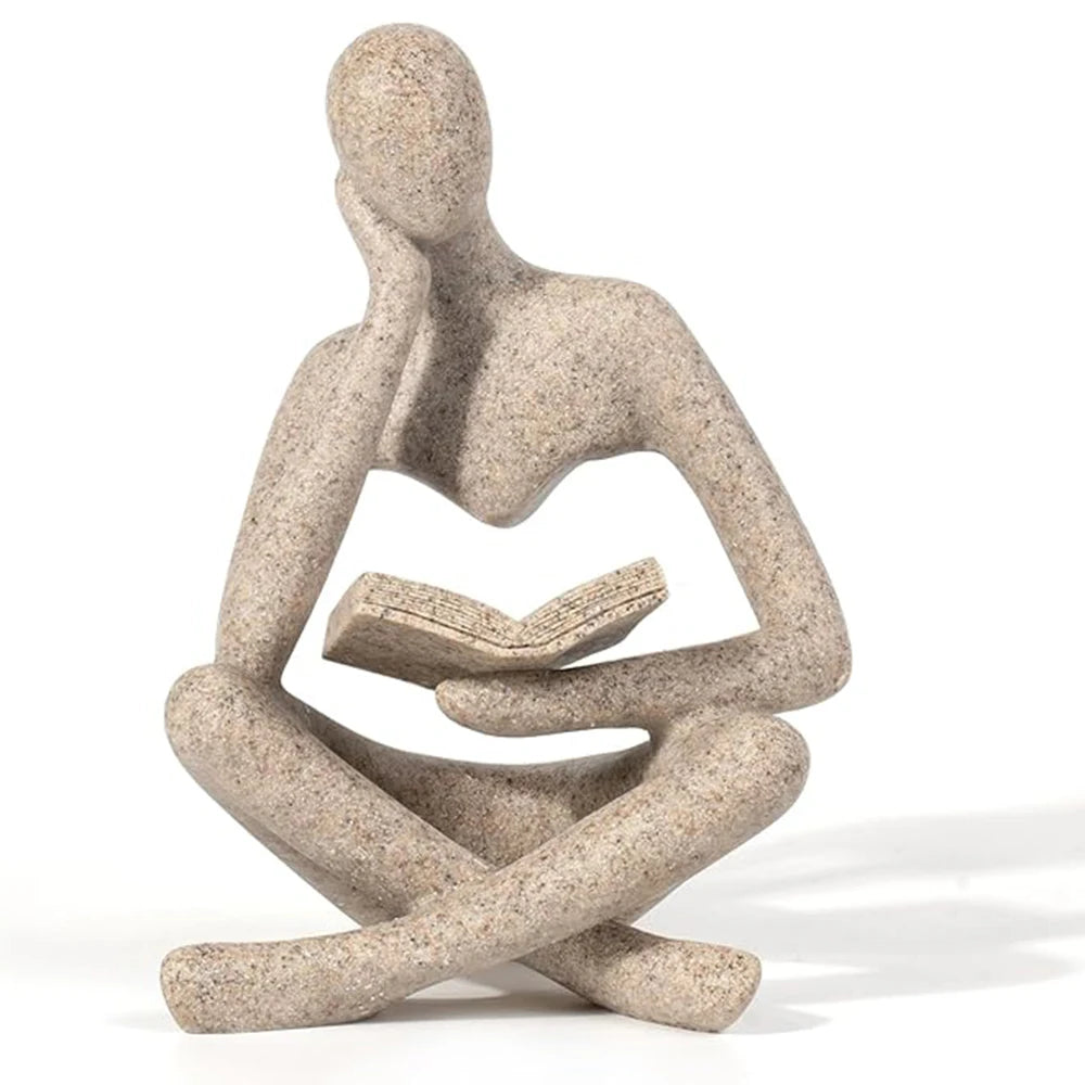 Scultura Pensatore Astratto in Resina – Decorazione Moderna per Libreria e Cas