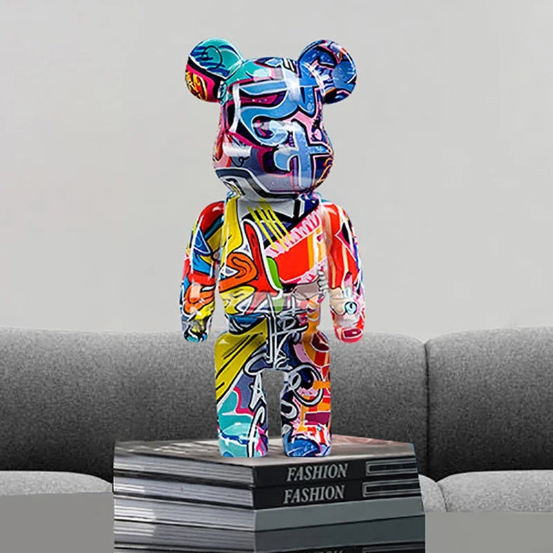 Portachiavi Orso Graffiti in Resina – Figurina Decorativa e Organizer Multiuso per Casa, Scrivania e Mensola | Design Moderno e Creativo
