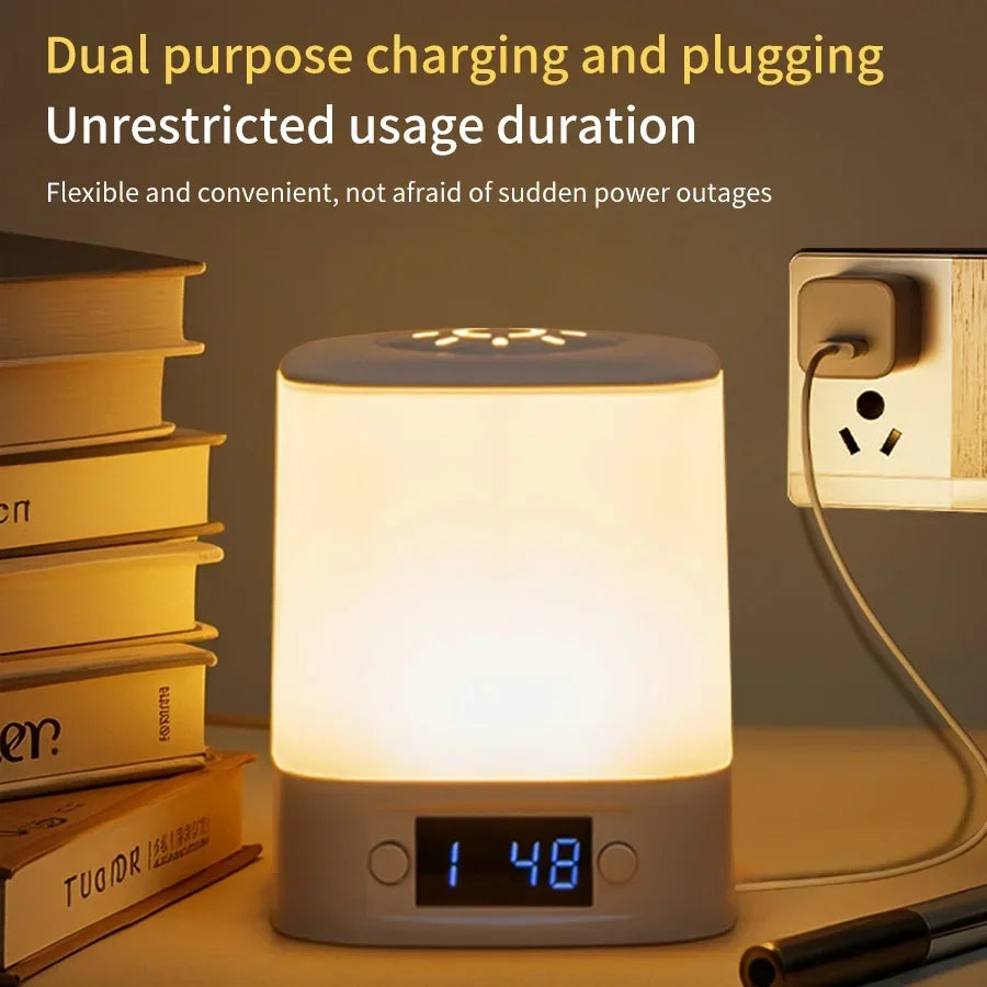 Lampada Notturna LED Ricaricabile con Display Orologio – Touch USB Regolabile per Camera, Neonati e Lettura
