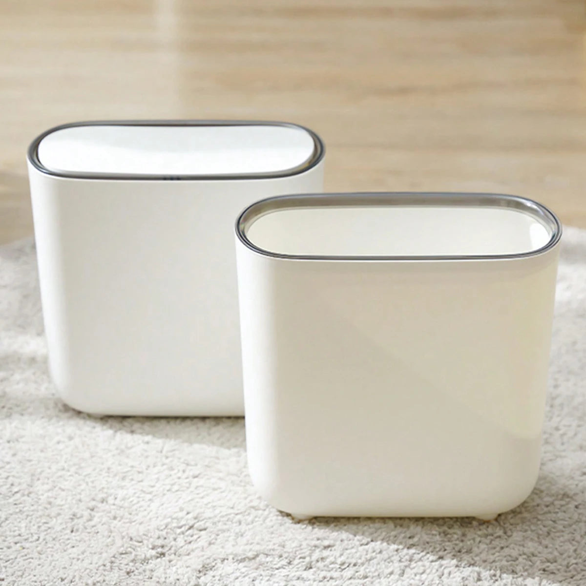 Pattumiera Slim Salvaspazio per Bagno con Coperchio a Pressione – Bidone per Rifiuti Stretta per Fessure, Ideale per Raccolta Differenziata