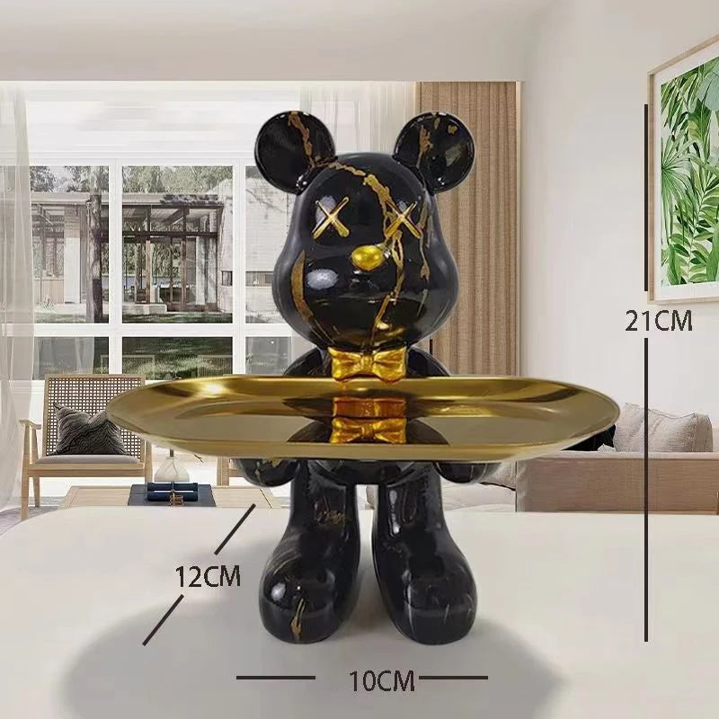 Portachiavi Orso Graffiti in Resina – Statua Animale Decorativa e Organizer per Casa, Scrivania e Mensola