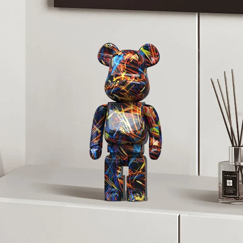 Portachiavi Orso Graffiti in Resina – Figurina Decorativa e Organizer Multiuso per Casa, Scrivania e Mensola | Design Moderno e Creativo