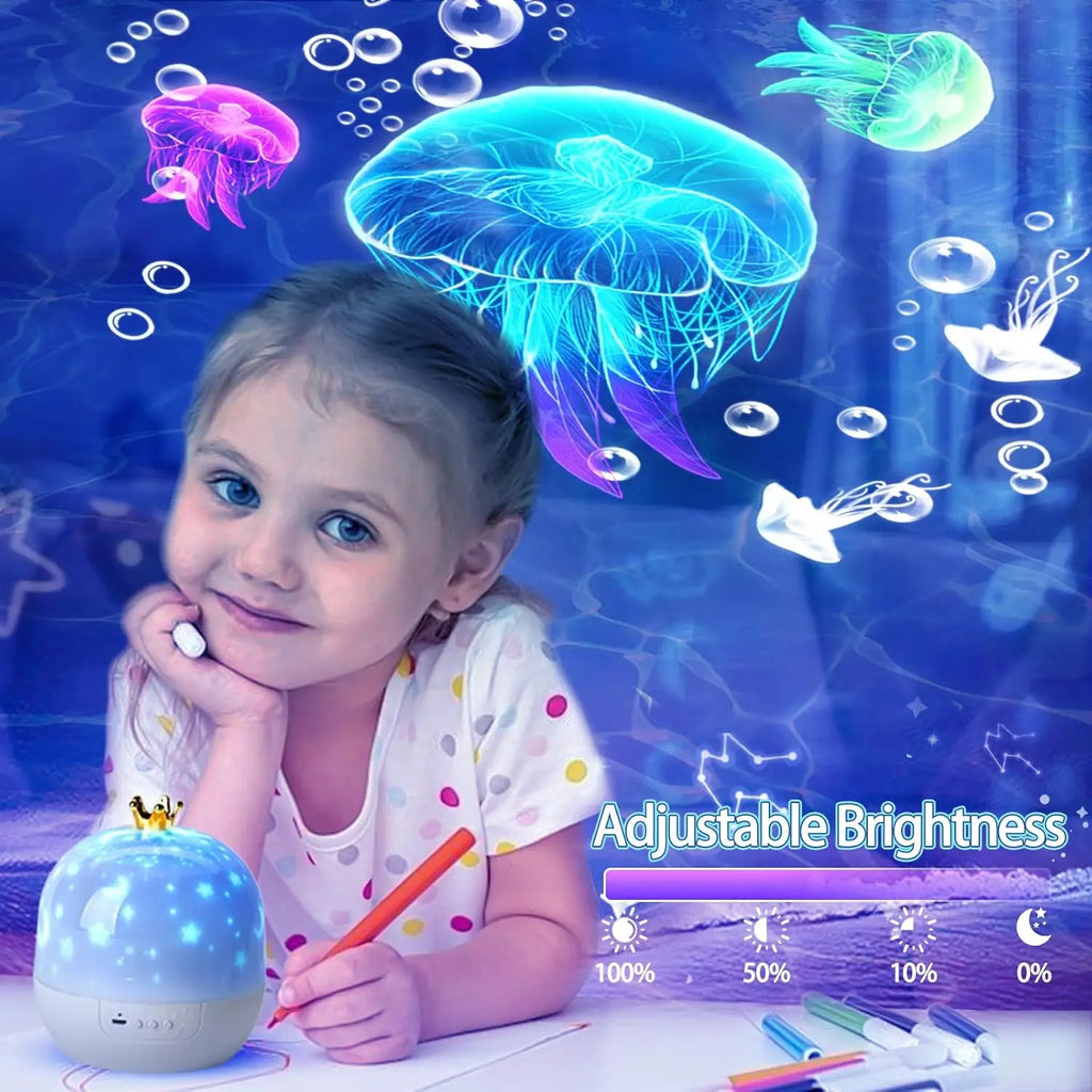 Proiettore Notturno Sistema Solare – Lampada Stellare 360° Rotante con 21 Film per Camera Bambini