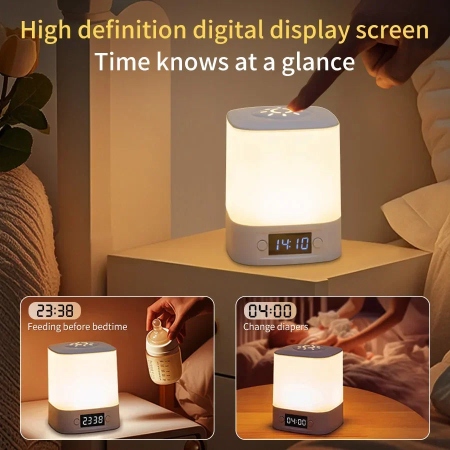 Lampada Notturna LED Ricaricabile con Display Orologio – Touch USB Regolabile per Camera, Neonati e Lettura
