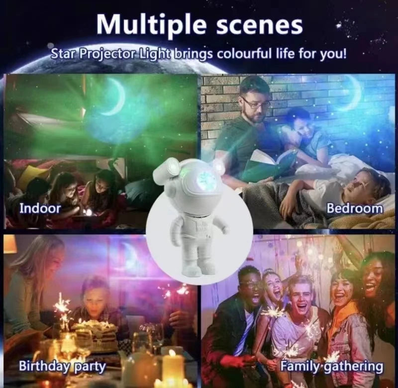 Proiettore Stellare Bluetooth Astronauta – Lampada LED Notturna per Camera, Aurora e Luna