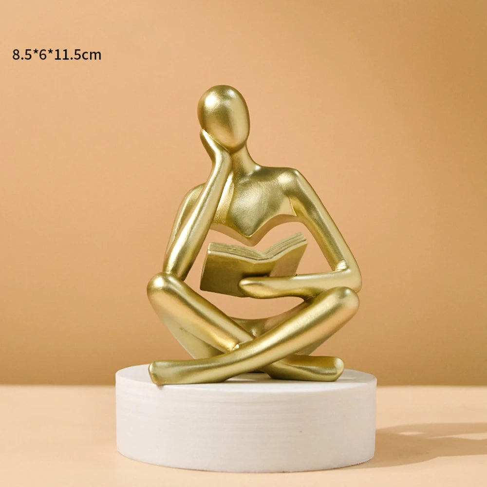 Scultura Pensatore Astratto in Resina – Decorazione Moderna per Libreria e Cas