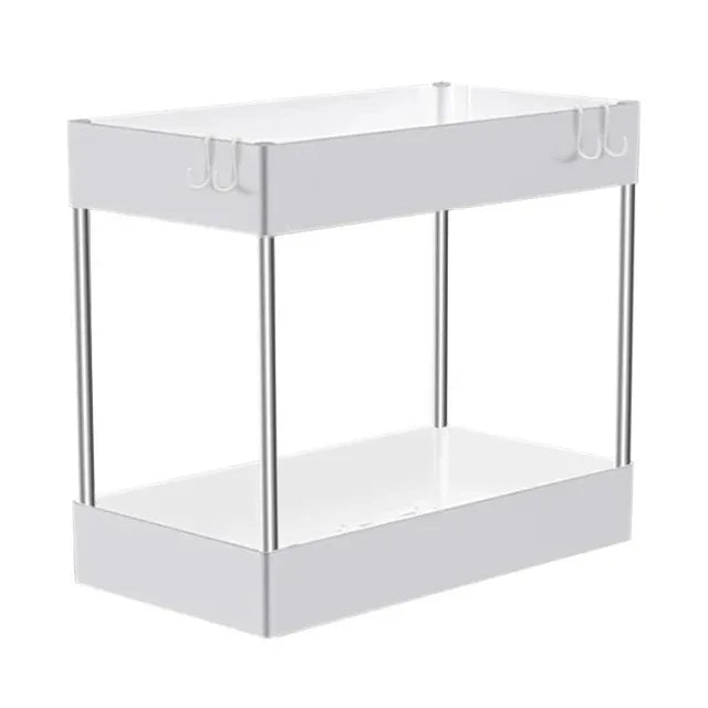 Organizer Sottolavello Estraibile con Cassetto Scorrevole e Ganci – Portaoggetti Salvaspazio per Cucina, Bagno e Armadi