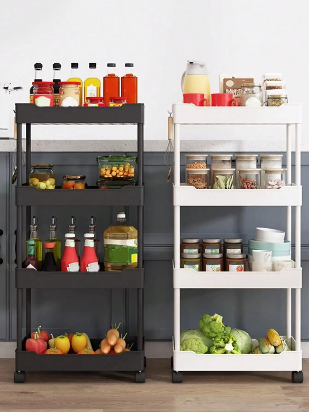 Carrello Mobile 3/4 Ripiani – Scaffale Organizzatore Scorrevole per Cucina, Bagno e Soggiorno